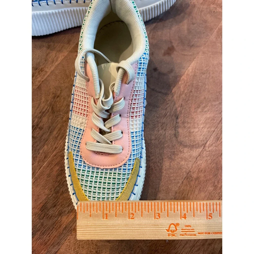 Multi-Color Woven Platform Sneakers Blanket Stitch Boutique Shoes 8.5